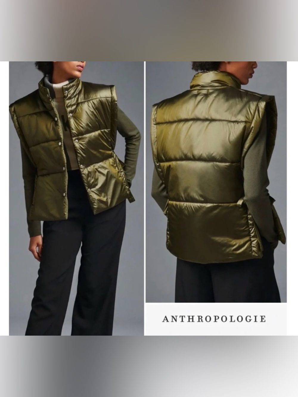 Pilcro Olive Quilted Puffer Vest